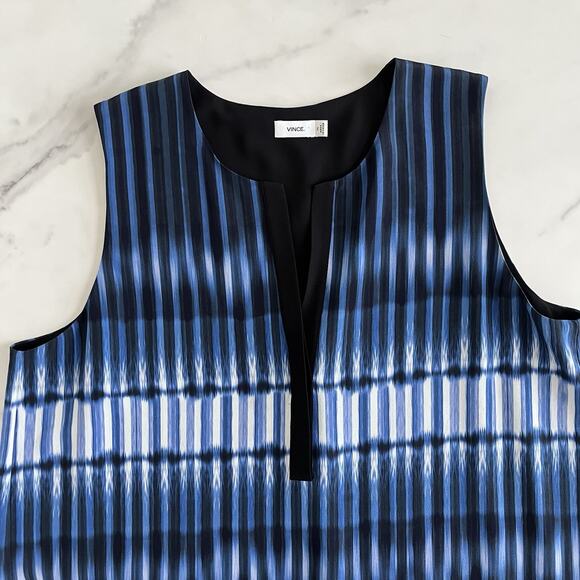 Vince Tie Dye Double Layer Silk Shift Dress Size XL preppy chic career Designer - Picture 6 of 9